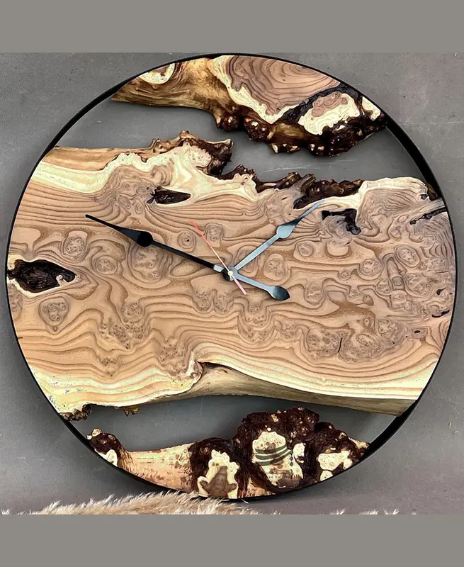Round Root Clock — Poplar Wood & Metal Frame - Image 2