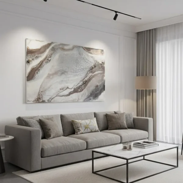 Silver Storm — Abstract Epoxy Wall Art