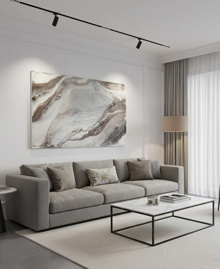 Silver Storm — Abstract Epoxy Wall Art