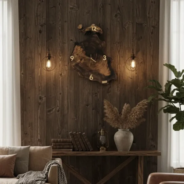 Rustic Forest Clock — Carved Root Design