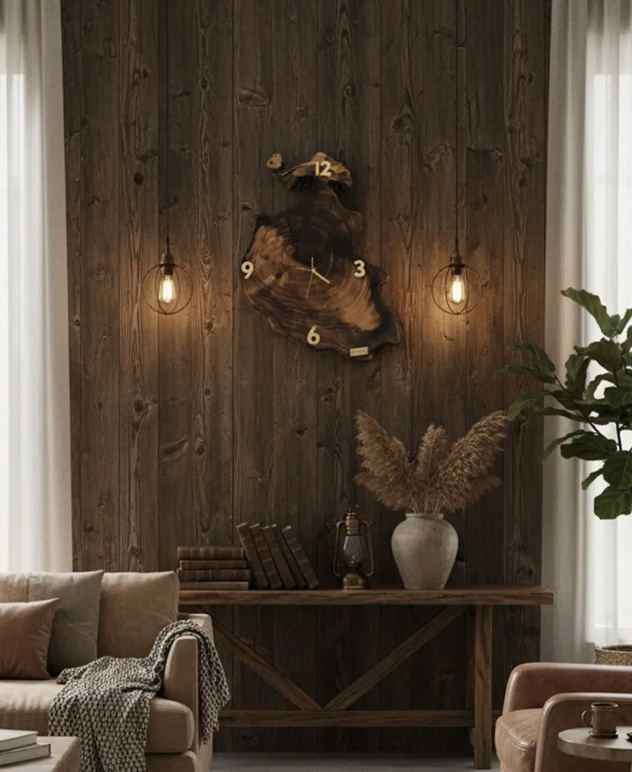 Rustic Forest Clock — Carved Root Design