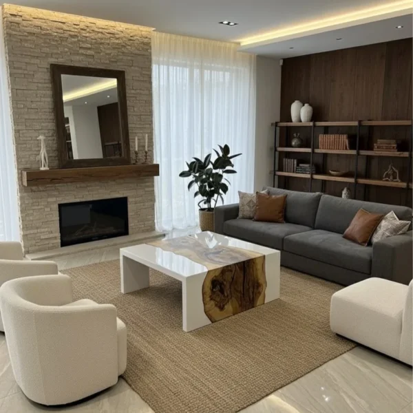 White Crystal — Modern White Base Coffee Table