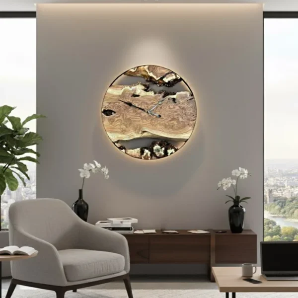 Round Root Clock — Poplar Wood & Metal Frame