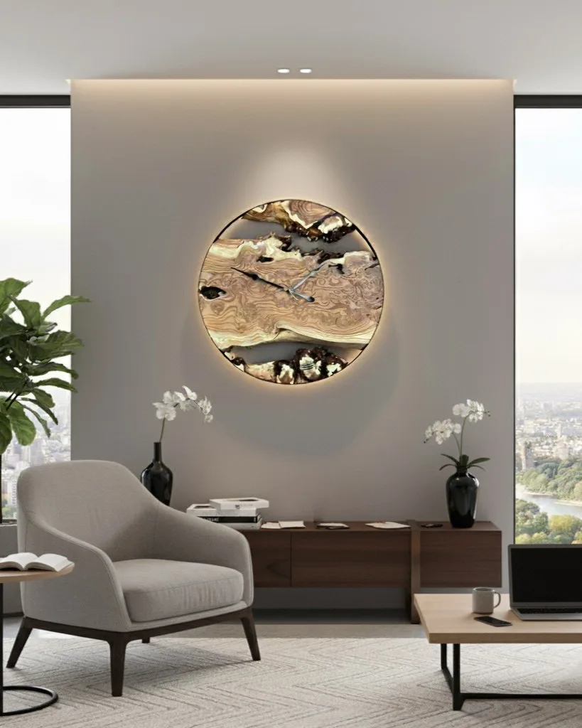 Round Root Clock — Poplar Wood & Metal Frame
