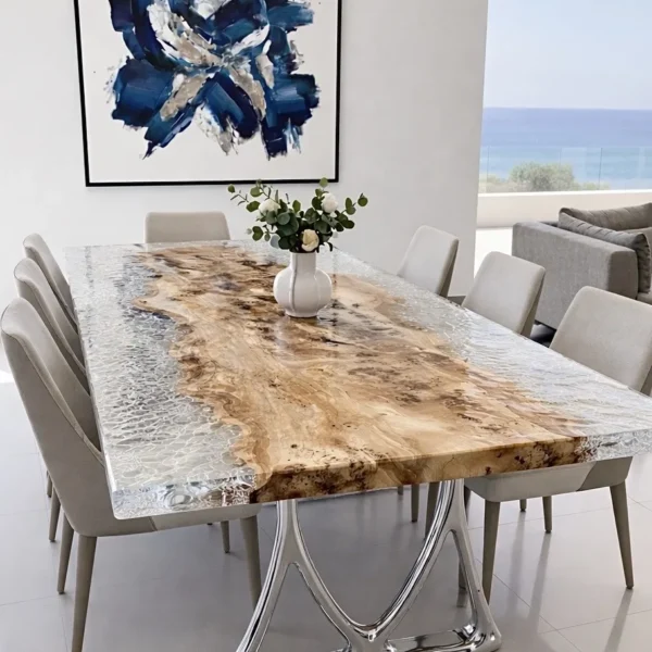 Ice Wave — Silver Epoxy River Table