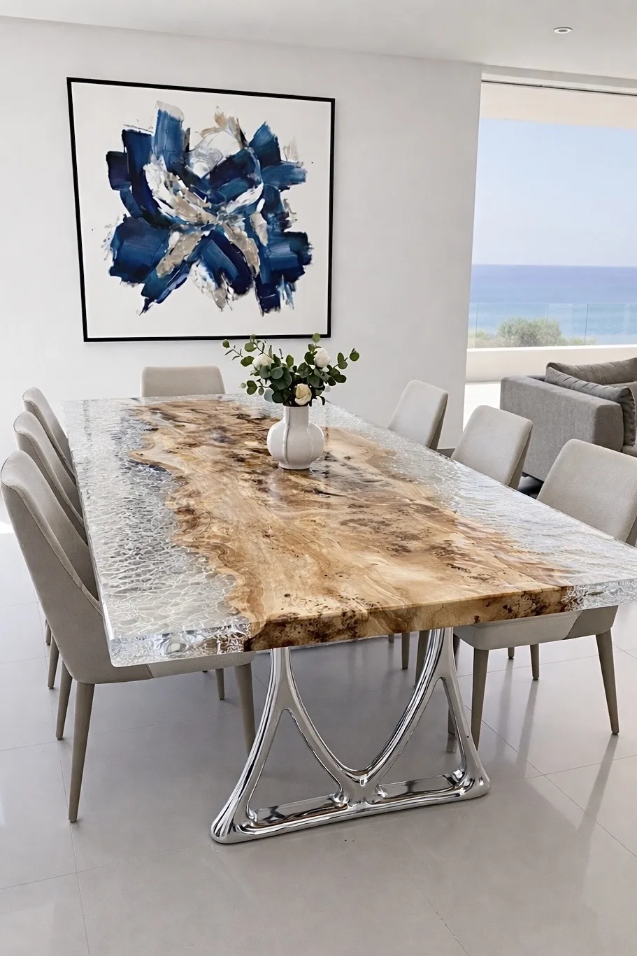 Ice Wave — Silver Epoxy River Table