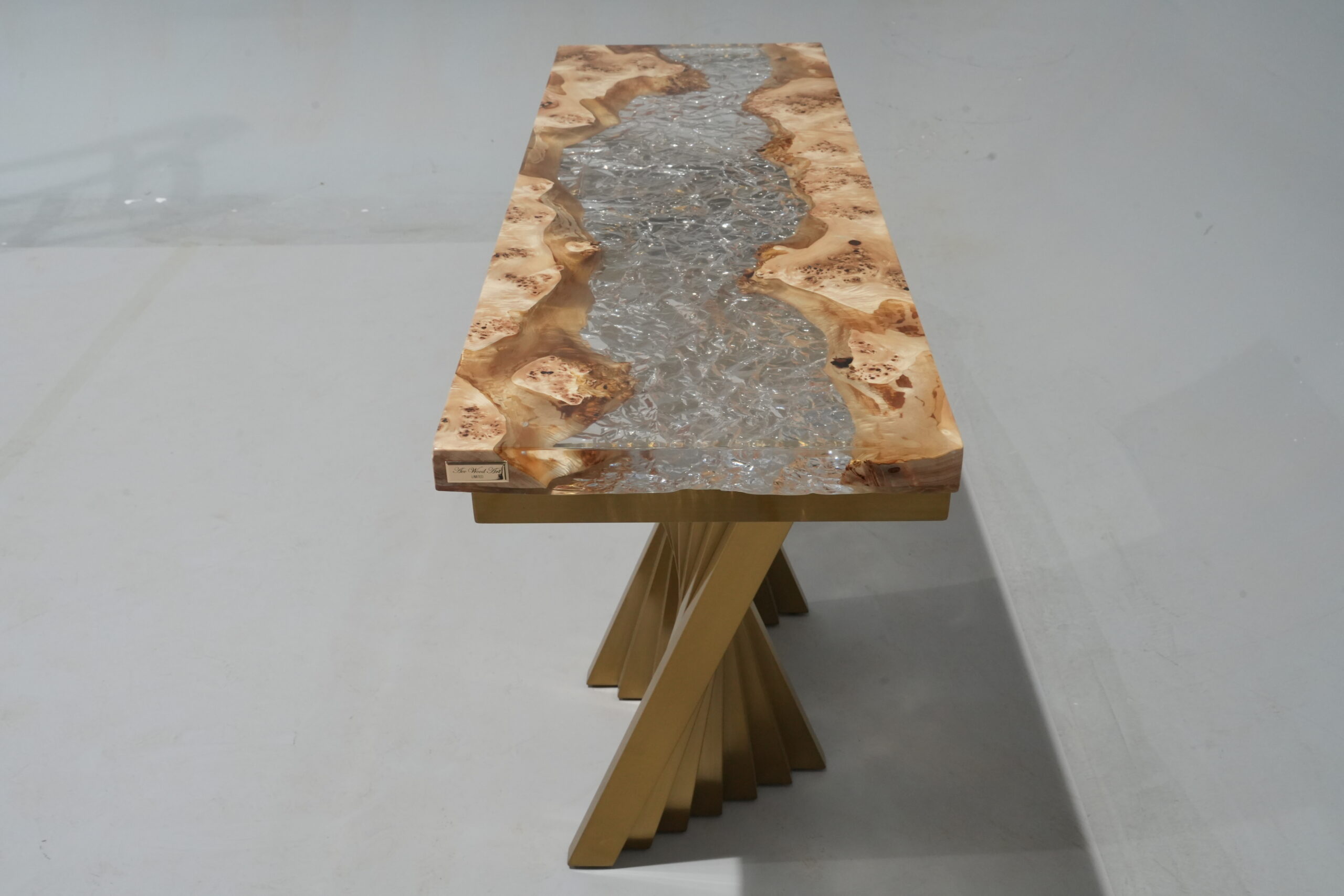 Detail shot of the console table showing the epoxy surface.